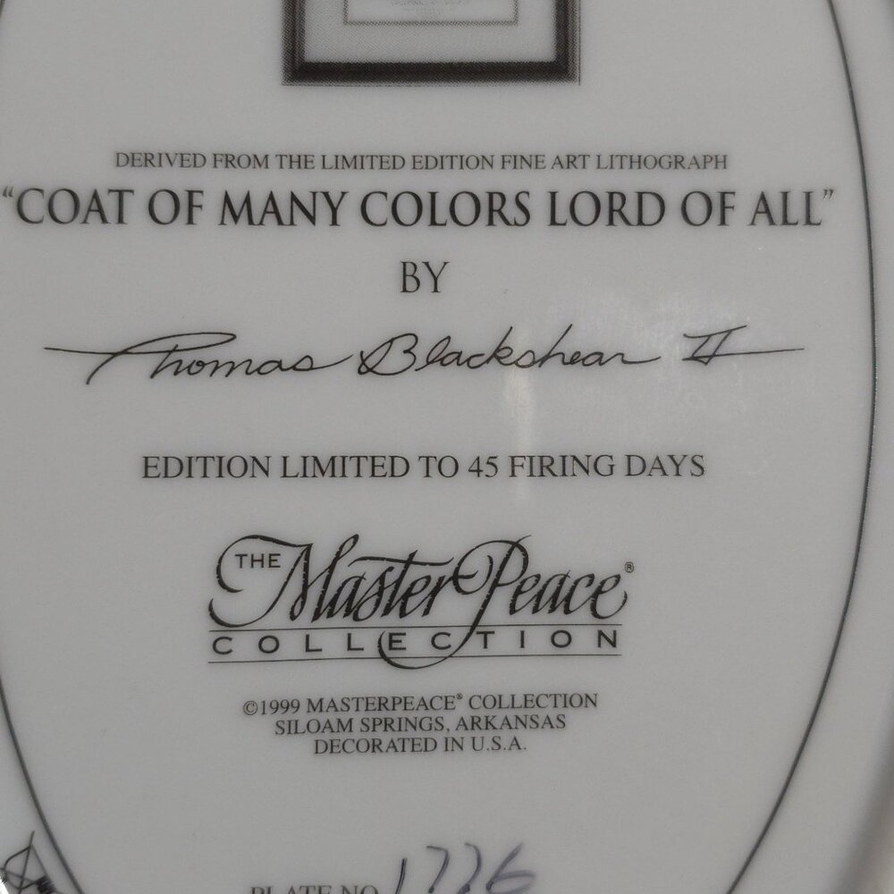 Thomas Blackshear II Coat Of Many Colors Lord Of All Collector Plate #1776 - Picture 7 of 9